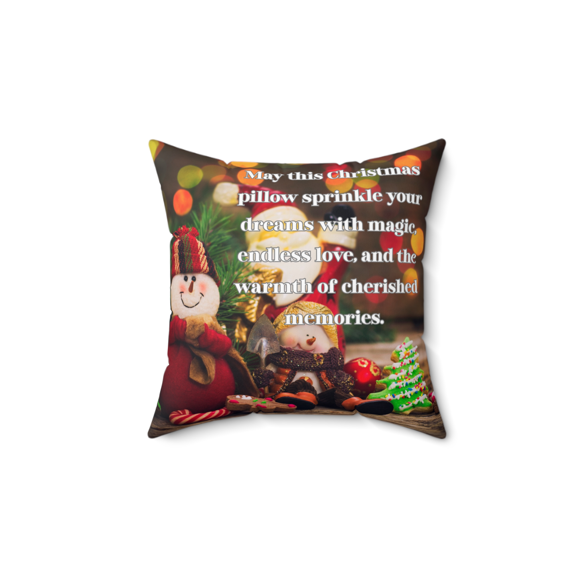 Christmas Snowman Pillow – Holiday Decorative Throw Pillow with Sentimental Text