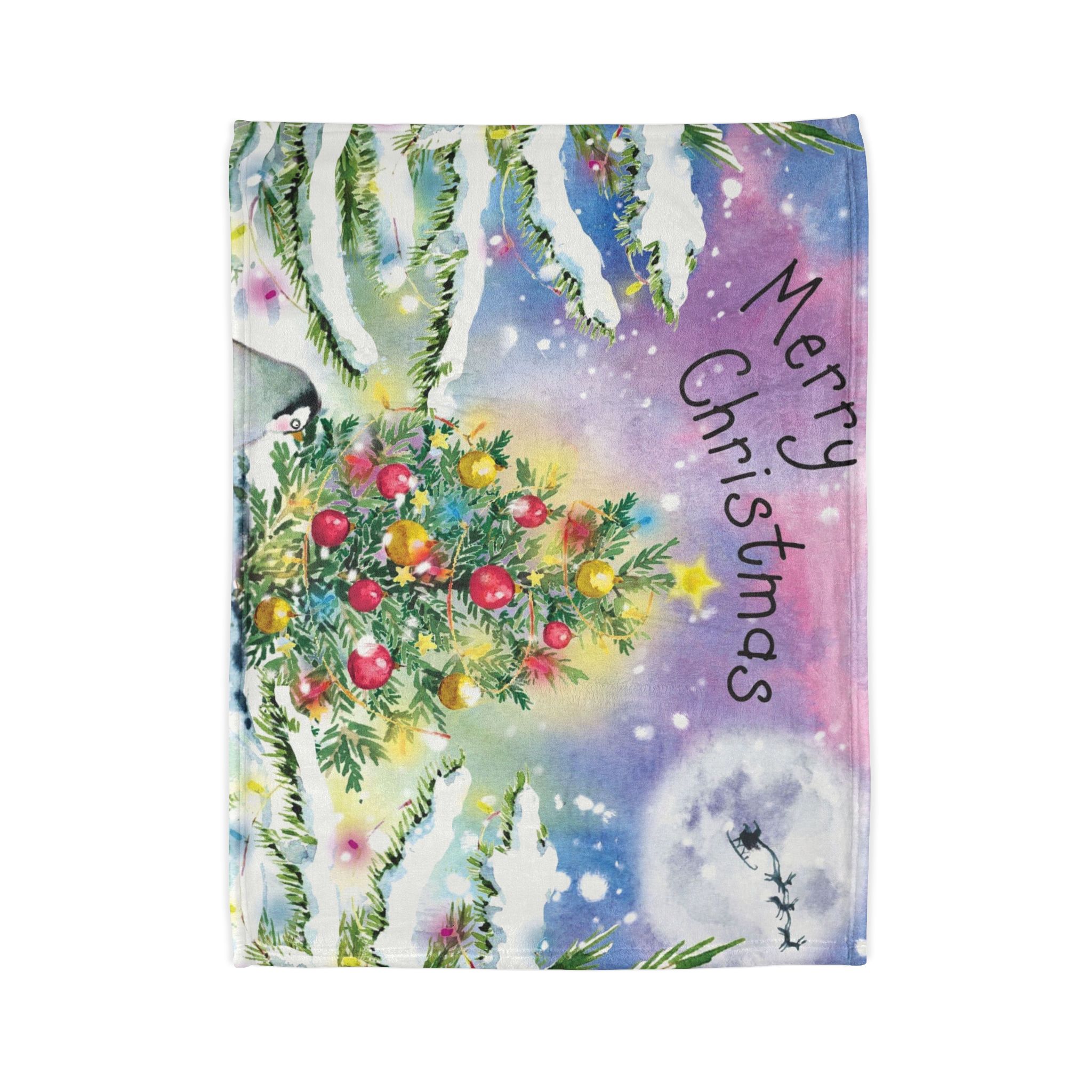Christmas Tree Throw Blanket — 'Merry Christmas' Holiday Fleece Blanket - Image 2