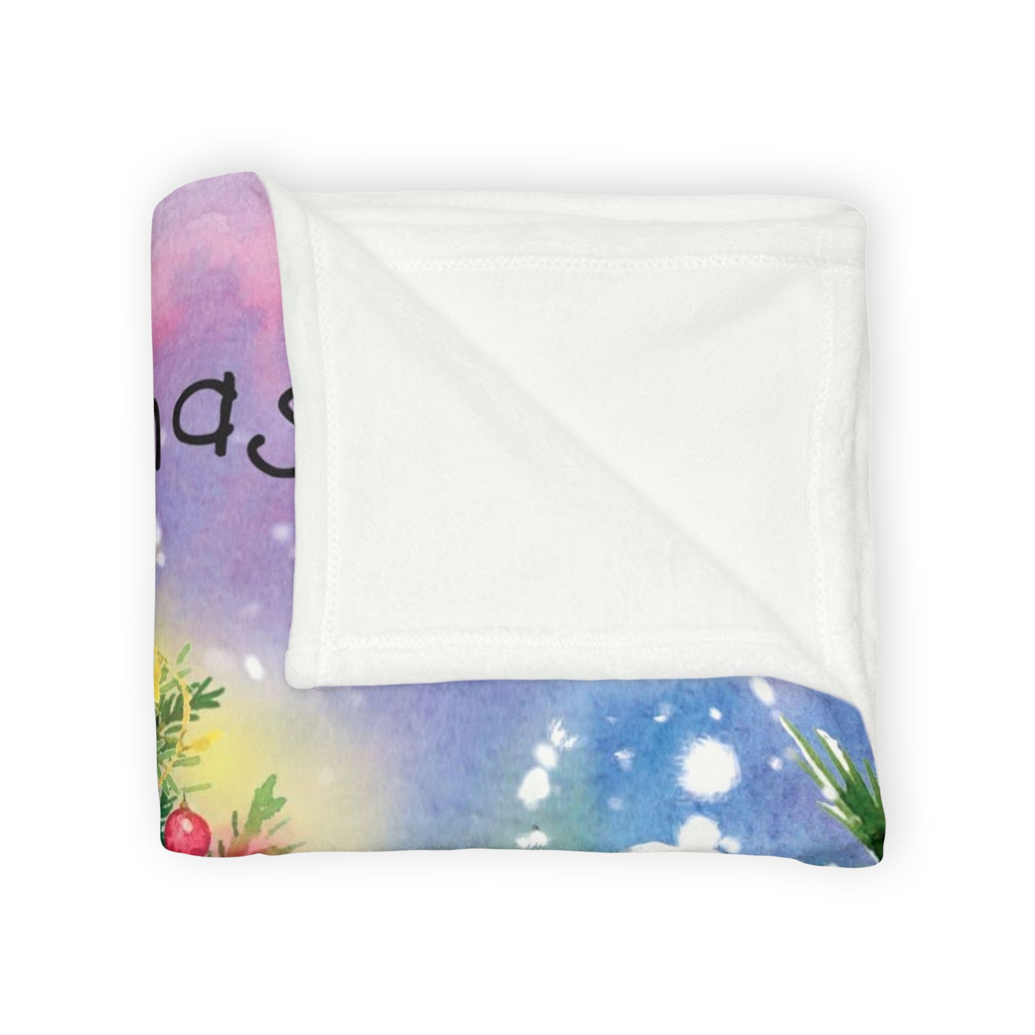 Christmas Tree Throw Blanket — 'Merry Christmas' Holiday Fleece Blanket - Image 3