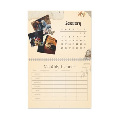 Vintage Collage Calendar — Monthly Planner Calendar with Photo Collage Layout