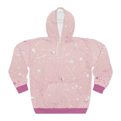 Pink Starry Galaxy Hoodie — Pastel Sparkle Pullover
