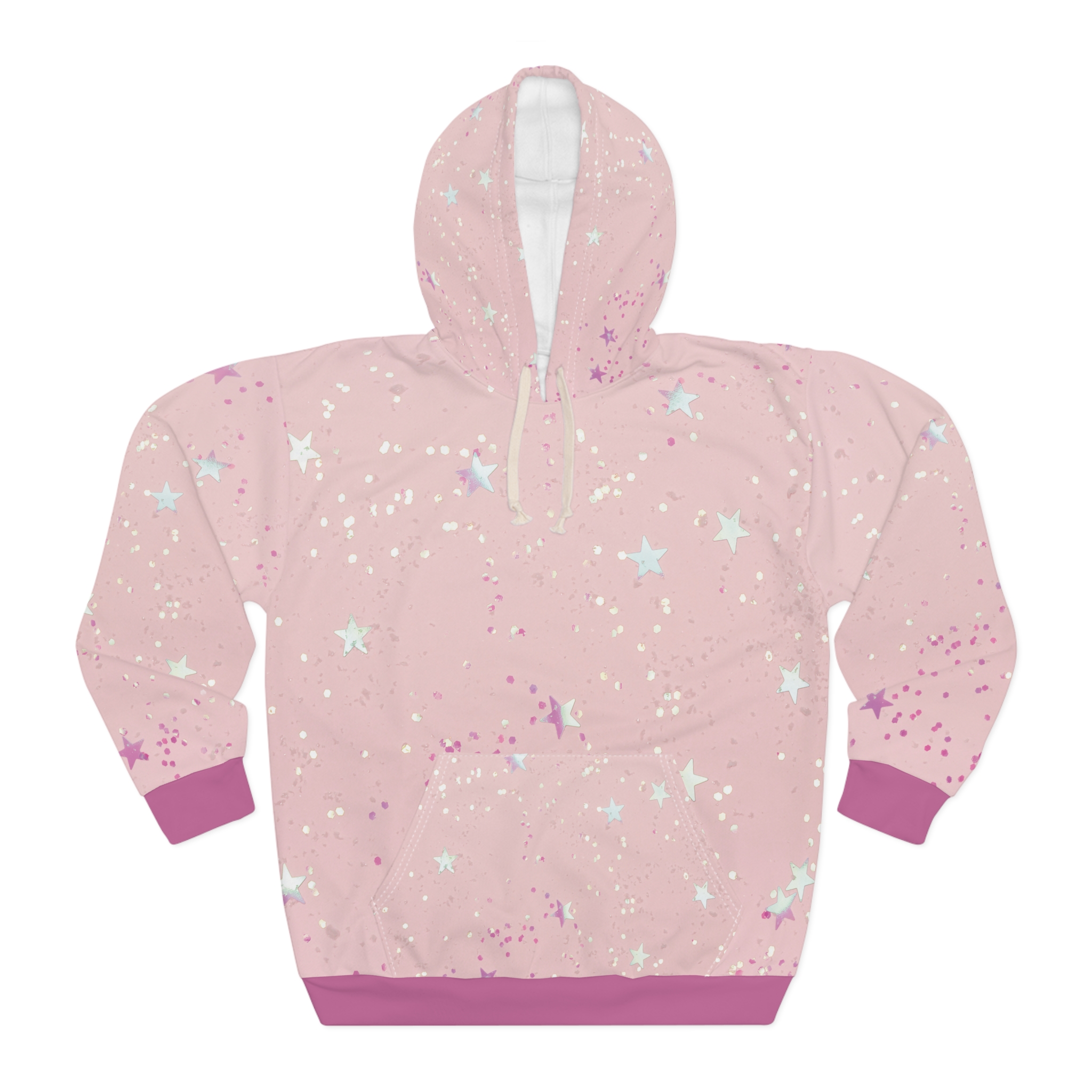 Pink Starry Galaxy Hoodie — Pastel Sparkle Pullover