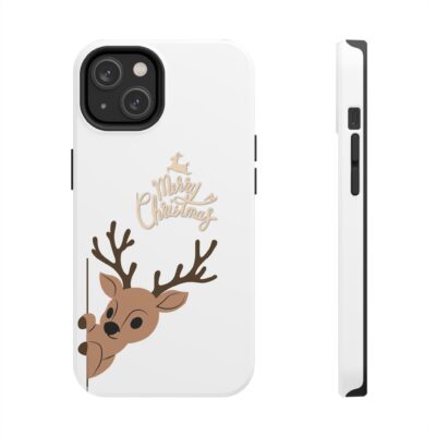 Christmas Reindeer Tough Phone Case — Merry Christmas Cute Peeking Reindeer