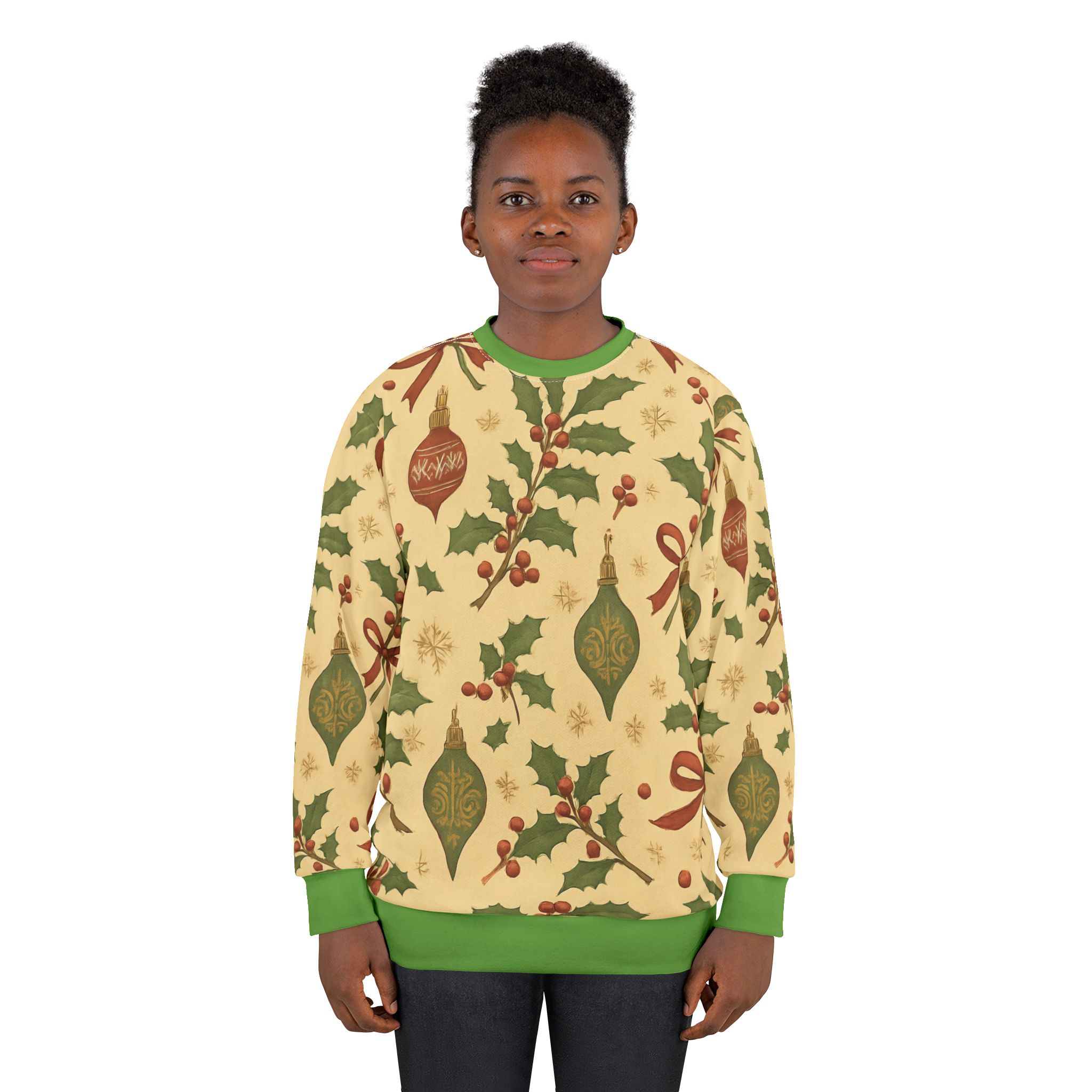 Vintage Holly & Ornaments Sweatshirt - Image 4