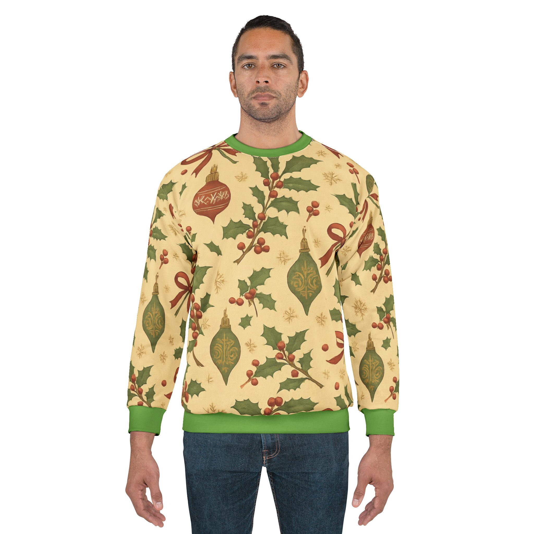 Vintage Holly & Ornaments Sweatshirt - Image 3