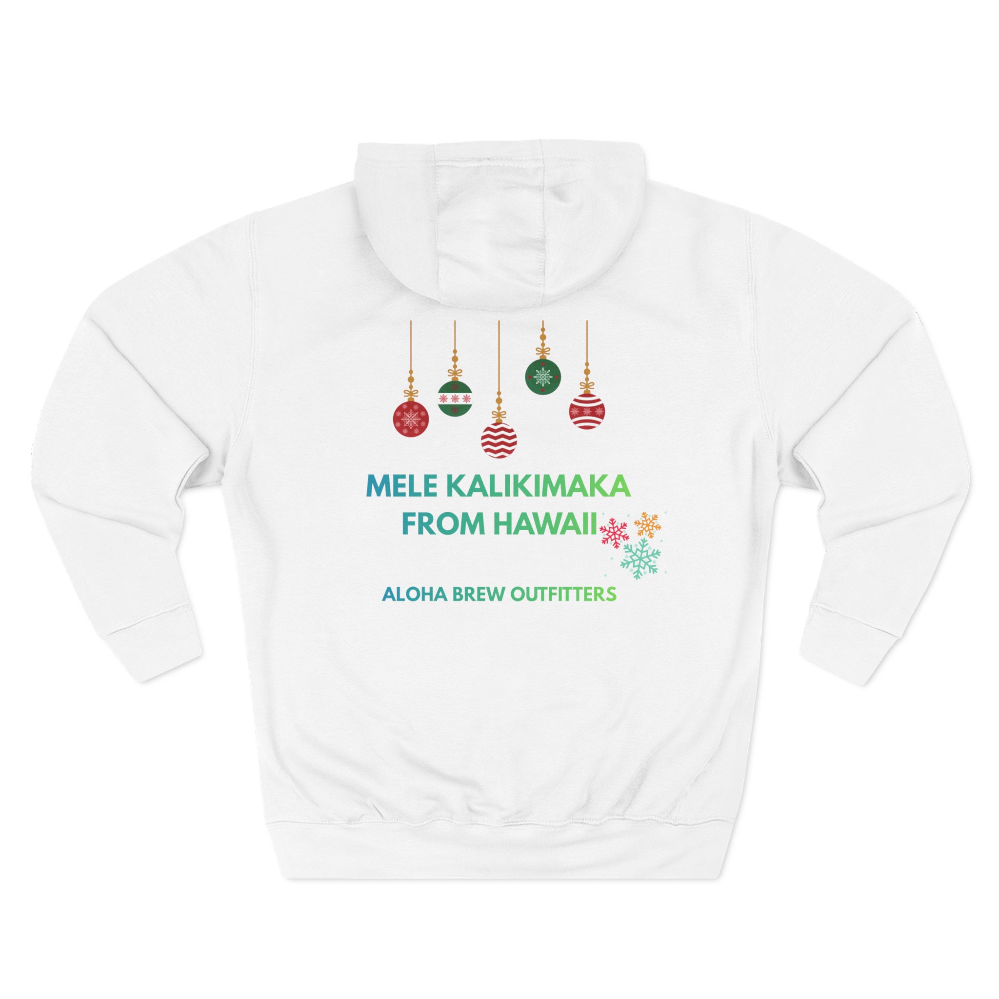 "Mele Kalikimaka from Hawaii" Christmas Hoodie (Aloha Brew Outfitters) bells - Image 2
